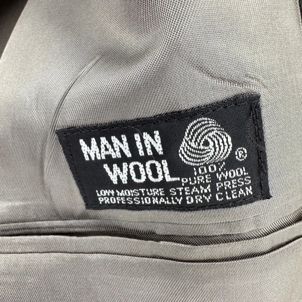 VTG 80s ACTWU‎ Union Made Bespoke Man In Wool Pinstripe Suit Charcoal 2 Button